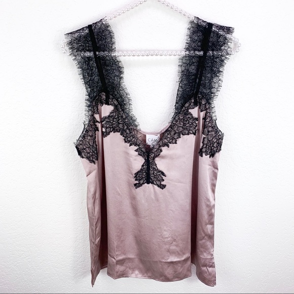 NWT Cami NYC The Lauren in Oyster & Black Lace Top - Picture 2 of 6